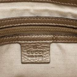 Pre Owned Gucci Beige/Gold GG Canvas and Leather Small Bella Tote