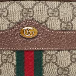 Pre Owned Gucci Beige/Brown GG Supreme Coated Canvas and Leather Ophidia Belt Bag