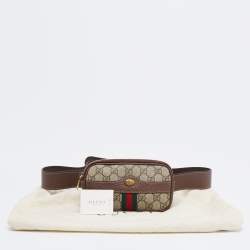 Pre Owned Gucci Beige/Brown GG Supreme Coated Canvas and Leather Ophidia Belt Bag