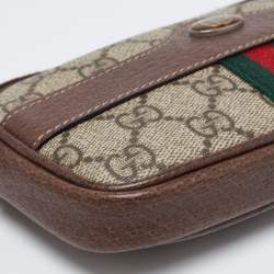 Pre Owned Gucci Beige/Brown GG Supreme Coated Canvas and Leather Ophidia Belt Bag