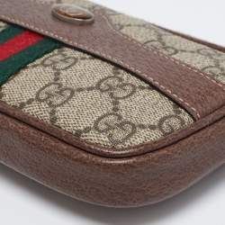 Pre Owned Gucci Beige/Brown GG Supreme Coated Canvas and Leather Ophidia Belt Bag