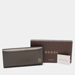 Gucci Dark Grey Leather GG Marmont Long Bifold Wallet