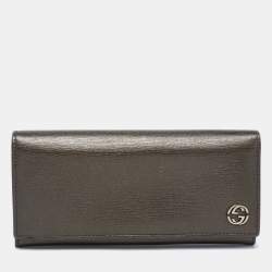 Gucci Dark Grey Leather GG Marmont Long Bifold Wallet