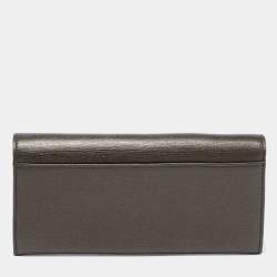 Gucci Dark Grey Leather GG Marmont Long Bifold Wallet