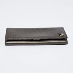 Gucci Dark Grey Leather GG Marmont Long Bifold Wallet
