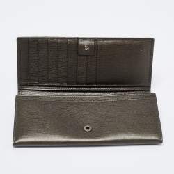 Gucci Dark Grey Leather GG Marmont Long Bifold Wallet
