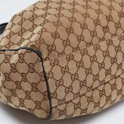 Pre Owned Gucci Beige/Black GG Canvas And Leather Medium Sukey Tote