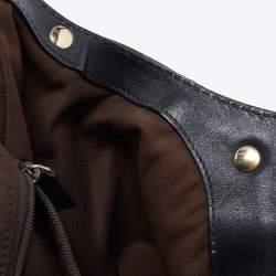 Pre Owned Gucci Beige/Black GG Canvas And Leather Medium Sukey Tote