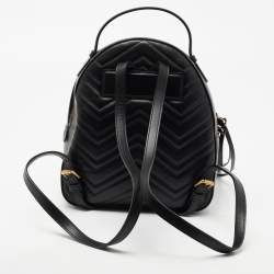 مملوكة مسبقًا Gucci Black Matelassé Leather GG Marmont Backpack