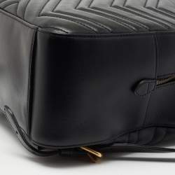مملوكة مسبقًا Gucci Black Matelassé Leather GG Marmont Backpack