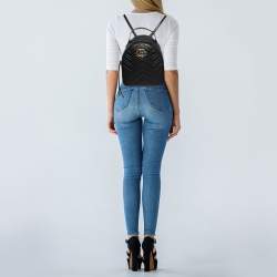 مملوكة مسبقًا Gucci Black Matelassé Leather GG Marmont Backpack