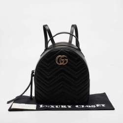 مملوكة مسبقًا Gucci Black Matelassé Leather GG Marmont Backpack