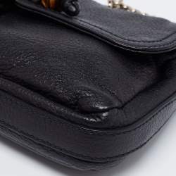 Pre Owned Gucci Black Leather New Bamboo Tassel Shoulder Bag