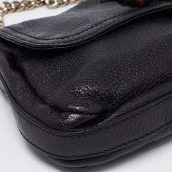 Pre Owned Gucci Black Leather New Bamboo Tassel Shoulder Bag