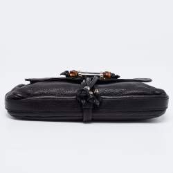 Pre Owned Gucci Black Leather New Bamboo Tassel Shoulder Bag