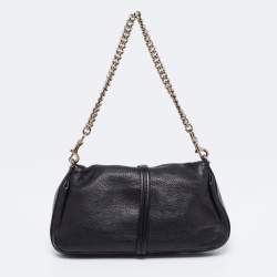 Pre Owned Gucci Black Leather New Bamboo Tassel Shoulder Bag
