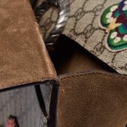 Pre Owned Gucci Beige GG Supreme Canvas and Suede Medium Patchwork Dionysus Shoulder Bag