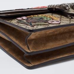 Pre Owned Gucci Beige GG Supreme Canvas and Suede Medium Patchwork Dionysus Shoulder Bag