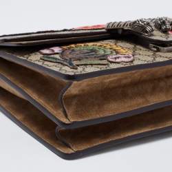 Pre Owned Gucci Beige GG Supreme Canvas and Suede Medium Patchwork Dionysus Shoulder Bag