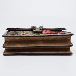 Pre Owned Gucci Beige GG Supreme Canvas and Suede Medium Patchwork Dionysus Shoulder Bag