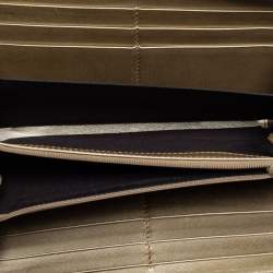 Gucci Metallic Beige Microguccissima Leather Bow  Zip Around Wallet