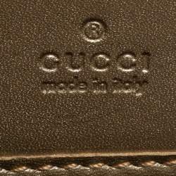 Gucci Metallic Beige Microguccissima Leather Bow  Zip Around Wallet