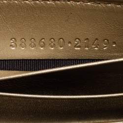 Gucci Metallic Beige Microguccissima Leather Bow  Zip Around Wallet