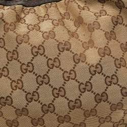 Pre Owned Gucci Beige/Brown GG Canvas and Leather Medium Interlocking G Hobo