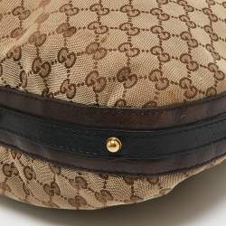 Pre Owned Gucci Beige/Brown GG Canvas and Leather Medium Interlocking G Hobo