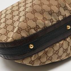 Pre Owned Gucci Beige/Brown GG Canvas and Leather Medium Interlocking G Hobo