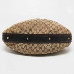 Pre Owned Gucci Beige/Brown GG Canvas and Leather Medium Interlocking G Hobo