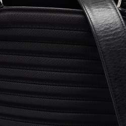 Pre Owned Gucci Black Nylon and Patent Leather Bamboo Tote