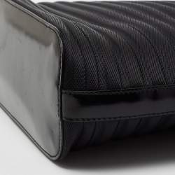 Pre Owned Gucci Black Nylon and Patent Leather Bamboo Tote