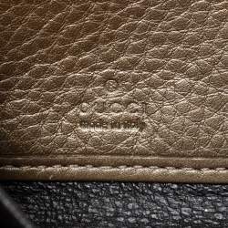 Gucci Gold Leather Bamboo Tassel Bow Zip Around Wallet