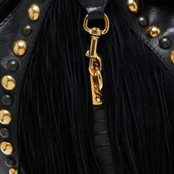 Pre Owned Gucci Black Python And Leather Babouska Fringe Hobo