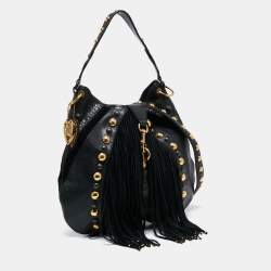 Pre Owned Gucci Black Python And Leather Babouska Fringe Hobo