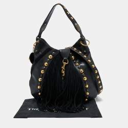 Pre Owned Gucci Black Python And Leather Babouska Fringe Hobo