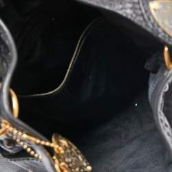 Pre Owned Gucci Black Python And Leather Babouska Fringe Hobo