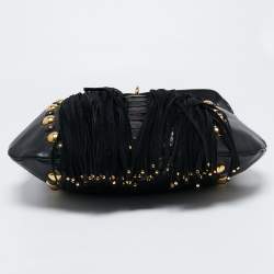 Pre Owned Gucci Black Python And Leather Babouska Fringe Hobo
