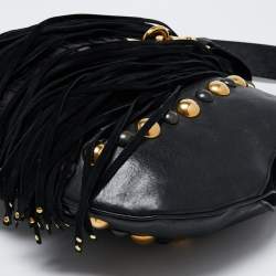 Pre Owned Gucci Black Python And Leather Babouska Fringe Hobo