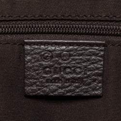 Pre Owned Gucci Dark Brown Leather GG Charm Dome Satchel