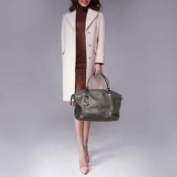 Pre Owned Gucci Dark Brown Leather GG Charm Dome Satchel