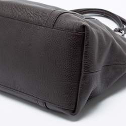 Pre Owned Gucci Dark Brown Leather GG Charm Dome Satchel