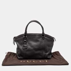 Pre Owned Gucci Dark Brown Leather GG Charm Dome Satchel