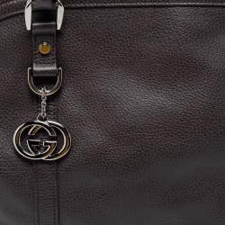 Pre Owned Gucci Dark Brown Leather GG Charm Dome Satchel
