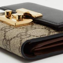 Gucci Beige/Black GG Supreme Canvas and Leather Padlock Wallet