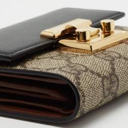 Gucci Beige/Black GG Supreme Canvas and Leather Padlock Wallet