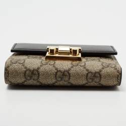 Gucci Beige/Black GG Supreme Canvas and Leather Padlock Wallet