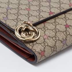 مملوكة مسبقًا Gucci Beige/Brown GG Canvas Stars Print Continental Wallet