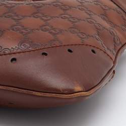 Pre Owned حقيبة هوبو غوتشي بانش جلد غوتشيسيما نحاسي
